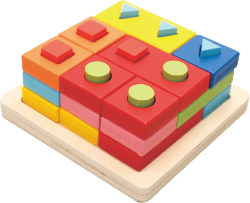 Wooden play snowmobiles for winter - themed play Shape Matching set of columns
