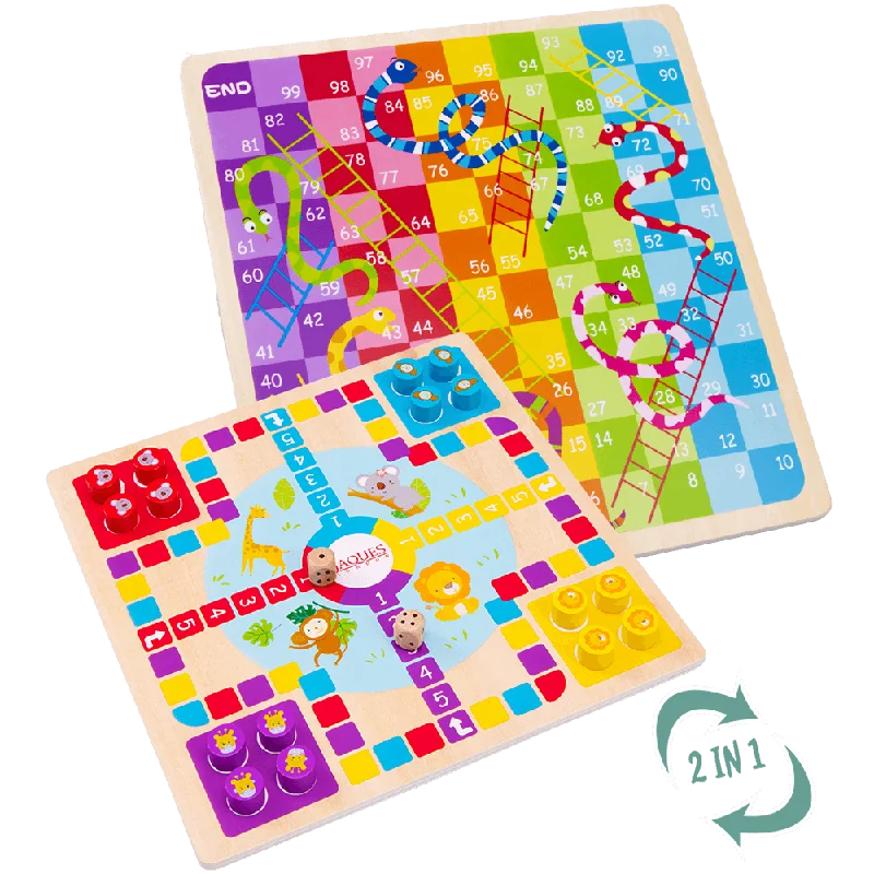 Wooden play spaceships for space exploration play​ Snakes and Ladders with Ludo - Family Board Game