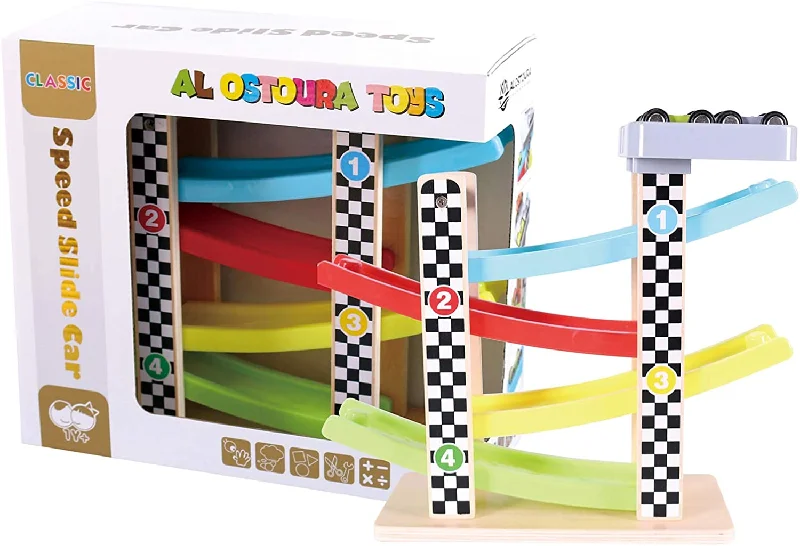 Wooden play fire stations for fire - fighting pretend​ Speed Slide Car