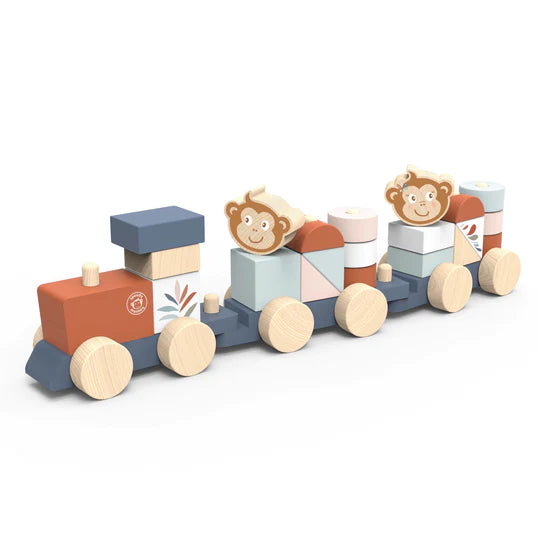 Wooden play zoos for animal - related play​ Speedy Monkey - Stacking Train