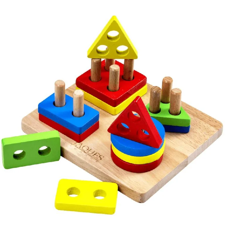 Wooden playhouses for kids' hideaways​ Wooden Puzzle Board - Geometric Stacking Toy