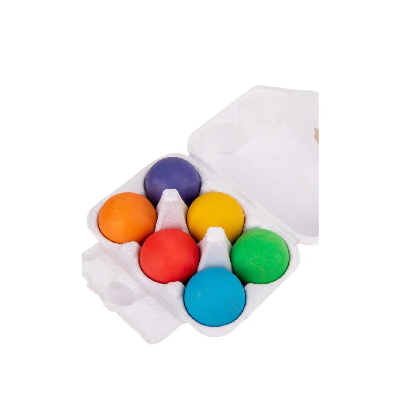 Wooden alphabet toys for early literacy​ Prism Play Montessori Wooden Rainbow Balls 6 Pcs Set - Pastel