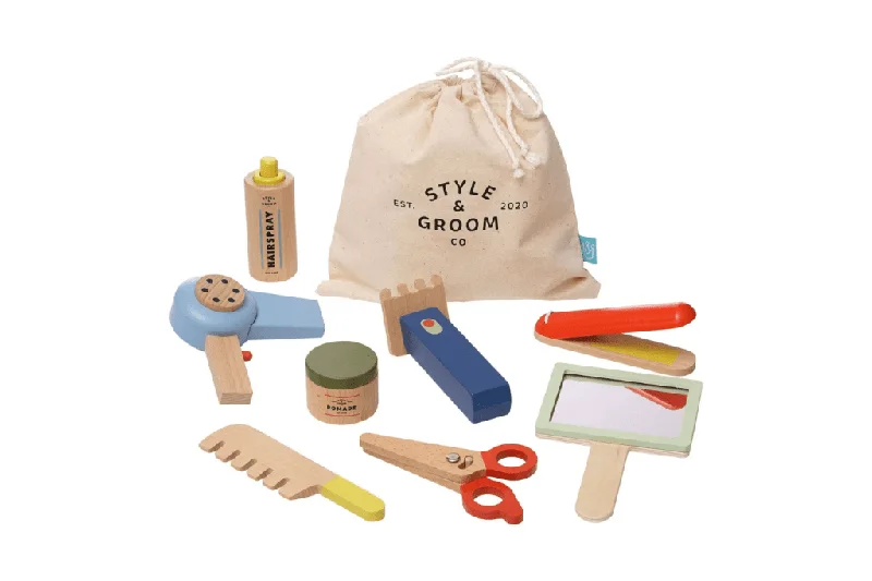Wooden solar - powered toys for eco - friendly fun​ Style & Groom Wooden Hair Styling Set