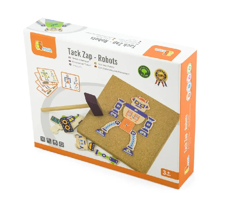 Wooden sorting toys for learning colors and shapes​ Tack Zap - Robots