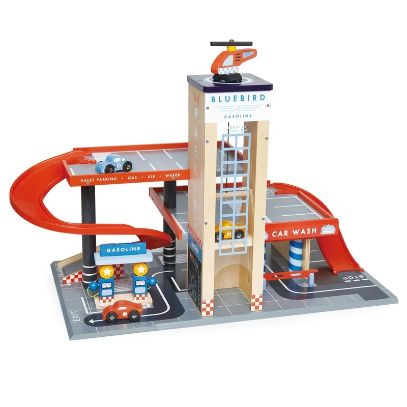 Wooden play airports for transportation role - play​ Tender Leaf - Blue Bird Service Station