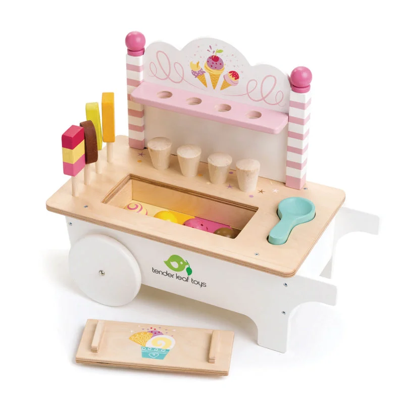 Wooden ride - on toys for outdoor fun​ Tender Leaf Push Along Ice Cream Cart