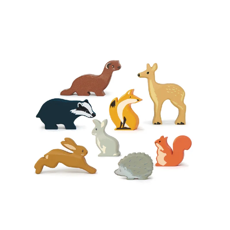 Wooden play train stations for train play​ Tender Leaf Selection of 8 Woodland Animals