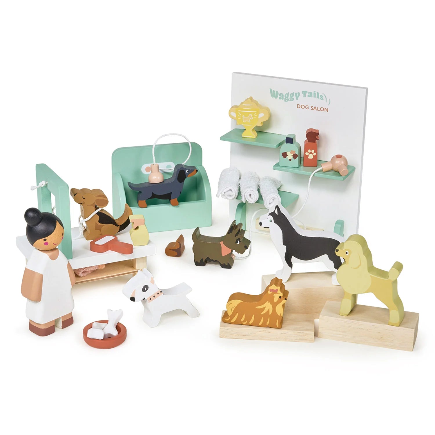 Wooden maracas for rhythmic shaking​ Tender Leaf Toys Waggy Tails Dog Salon