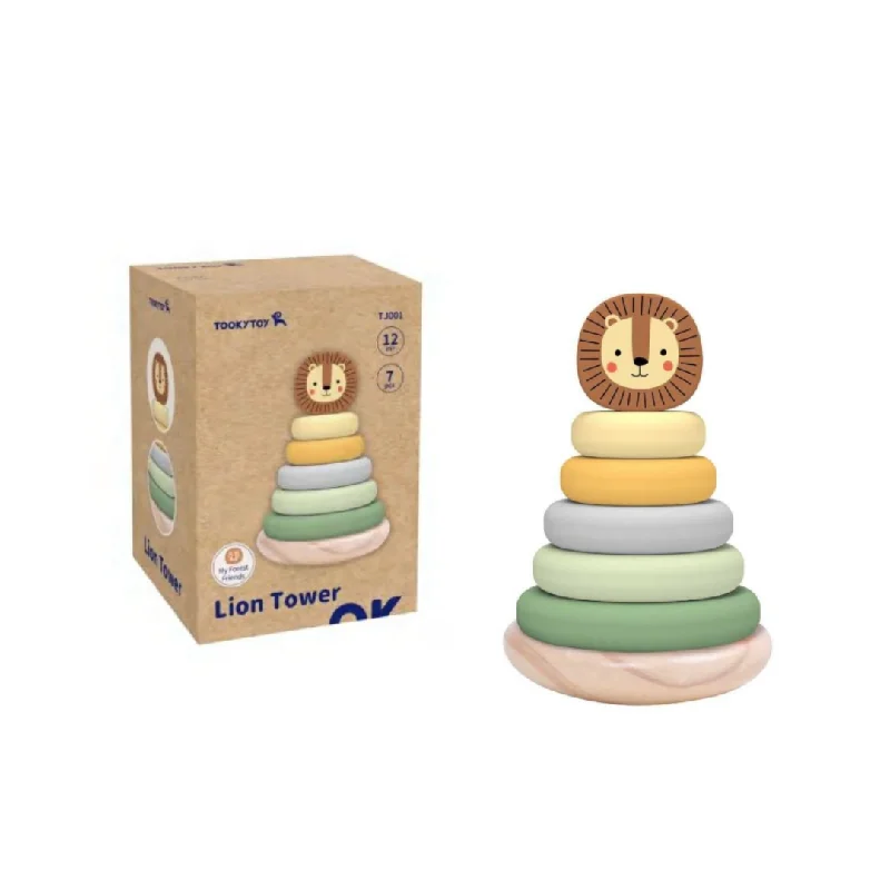 Wooden walker toys for learning to walk​ My Forest Friends Lion Stacking Tower