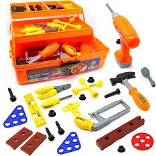 Wooden building blocks for creative construction​ TOOL BOX WITH 38 PCS Plan Toy