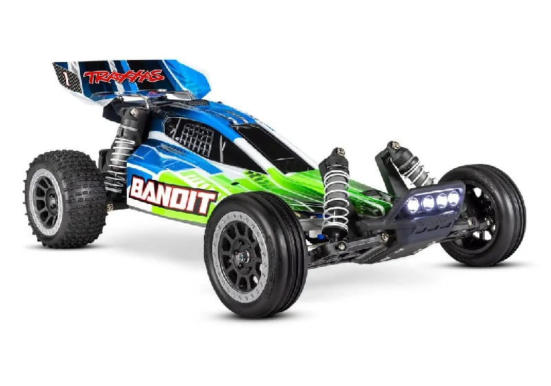 RC cars with off - road capabilities for rough terrains​ TRA24054-61 Traxxas Bandit 1/10 RTR Buggy Green with LED Light Kit*** Sold Separately for the best run time you will need part# Tra2992***