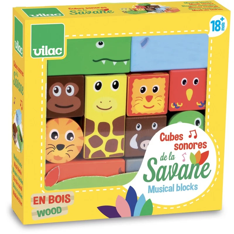 Wooden puzzles for improving problem - solving skills​ Vilac 2101 Savanna Musical Blocks