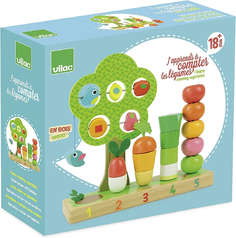 Wooden water toys for bath or pool play​ Vilac 2469 Farm I Learn Counting Vegetables