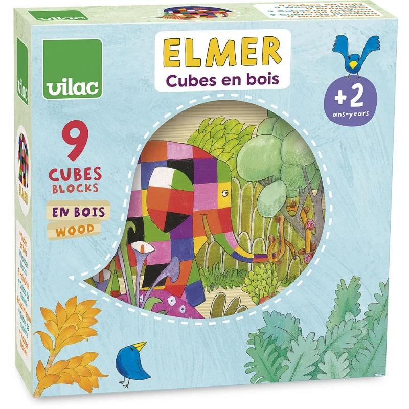 Wooden stacking toys for fine motor skills​ Vilac Elmer 9 wooden Blocks