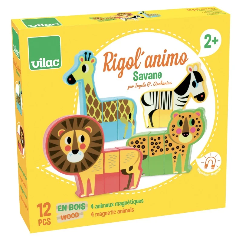 Wooden play snowmobiles for winter - themed play Vilac Arrhenius-Magnetic Wild Animals