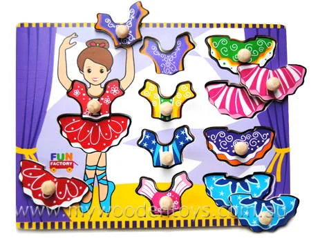 Wooden toy cars with smooth - rolling wheels​ Wooden knob Puzzle Ballerina