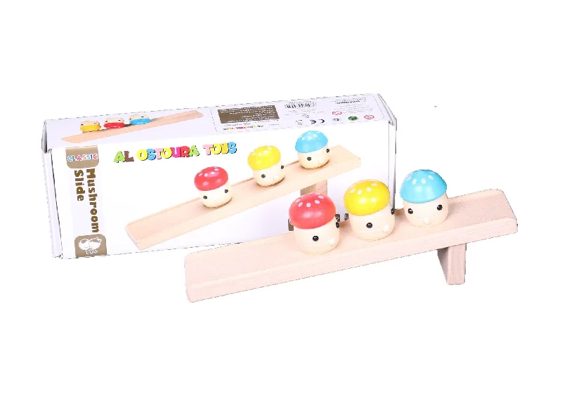 Wooden battery - operated toys for added functionality​ Wooden Mushroom slide play