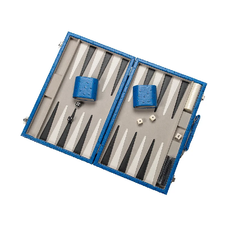 Puzzle - inspired ceramic mugs for coffee lovers​ Blue Ostrich-Embossed Backgammon Set