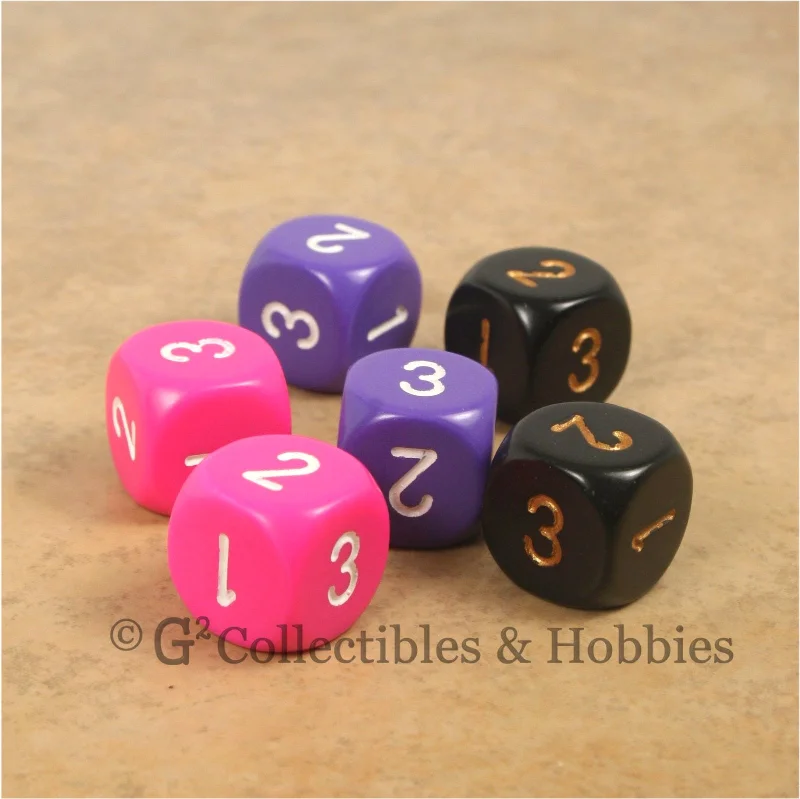 Interactive plush toys that talk and respond​ D3 (6 Sided) RPG Dice Set 6pc - Pink Purple Black