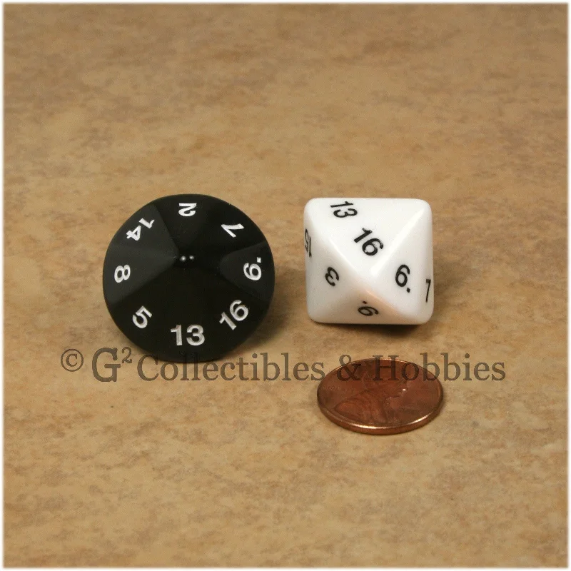 Plush toys for farmers with tractor - or hay - bale - shaped accents​ D16 20mm 16 Sided Dice Pair - Black & White