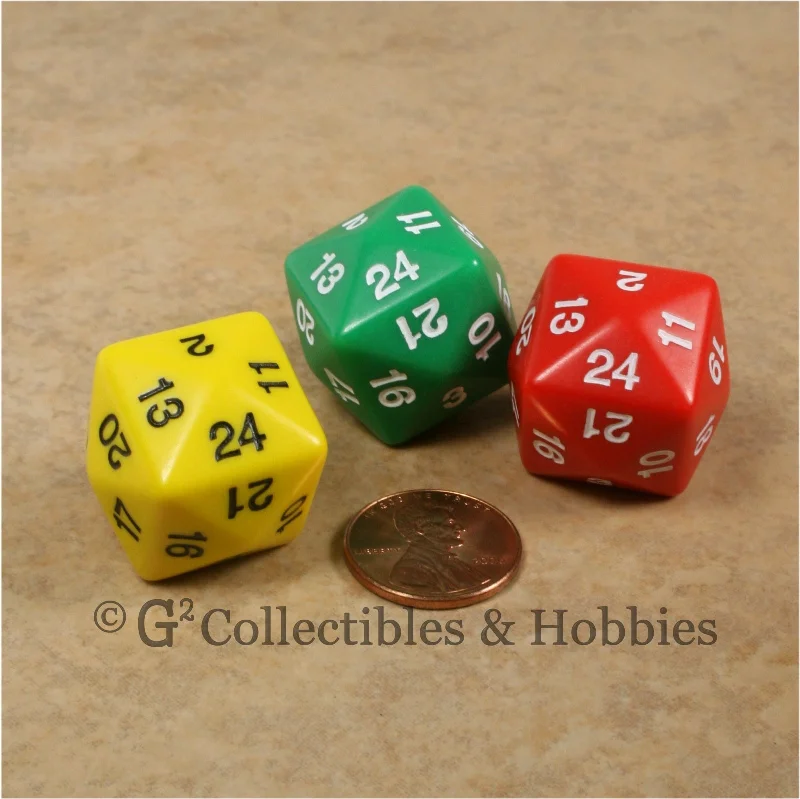 Plush toys for teachers with apple - or blackboard - shaped accents​ D24 Opaque 3pc Dice Set - Yellow, Red, & Green