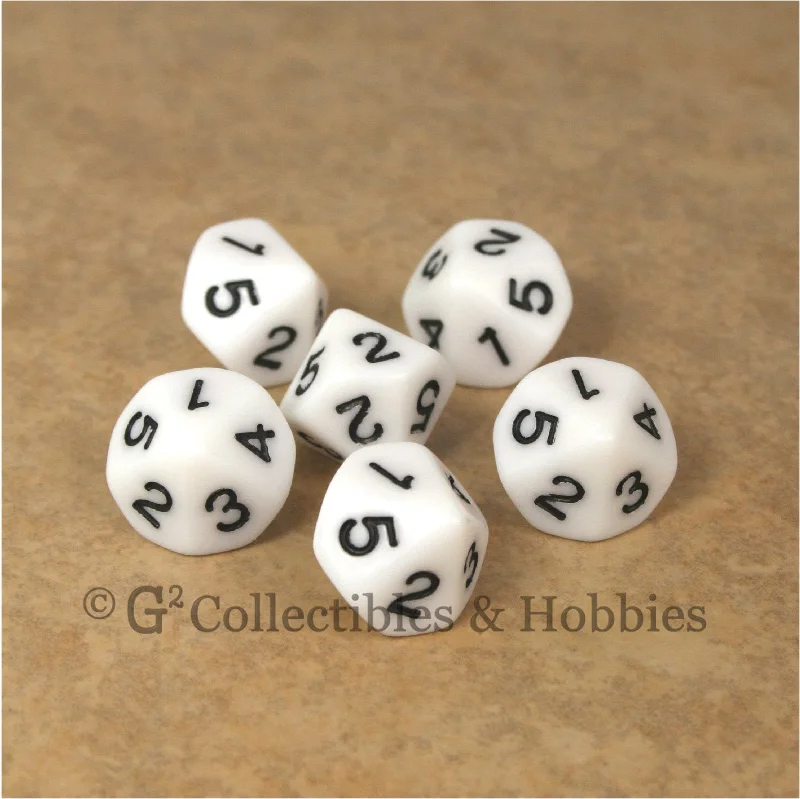 Plush toys for doctors with doctor - coat - or stethoscope - shaped designs​ D5 (10 sided) 1 to 5 Twice Dice Set 6pc - 16mm White