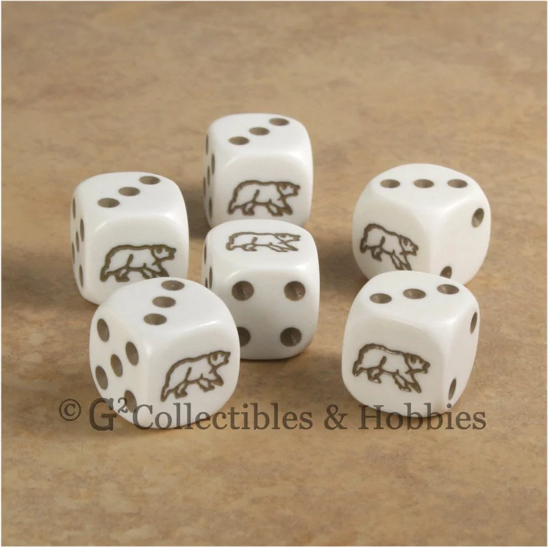 Plush toys for cyclists with bike - related details​ Bear 6pc Dice Set - White