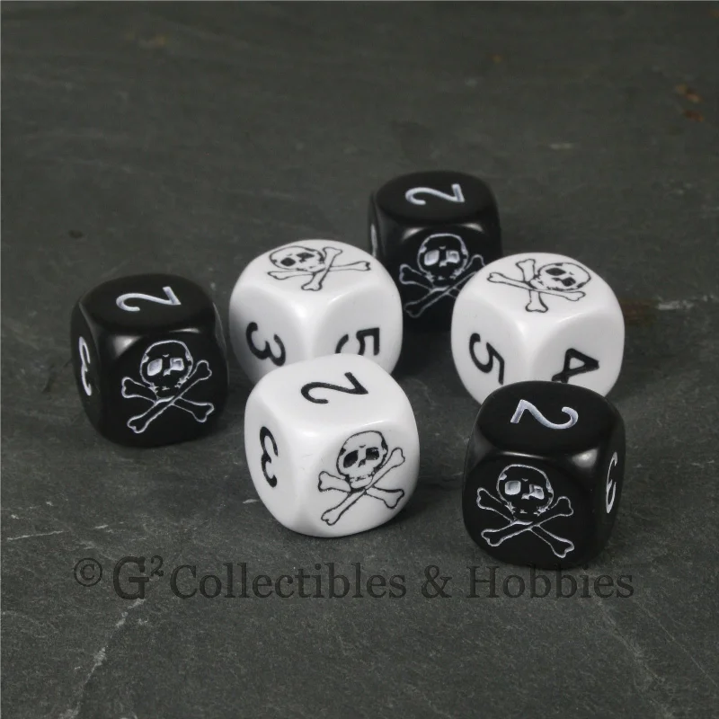 Plush toys for astronomers with planet - or star - shaped accents​ Pirate Skull & Bones 6pc Dice Set - Black & White