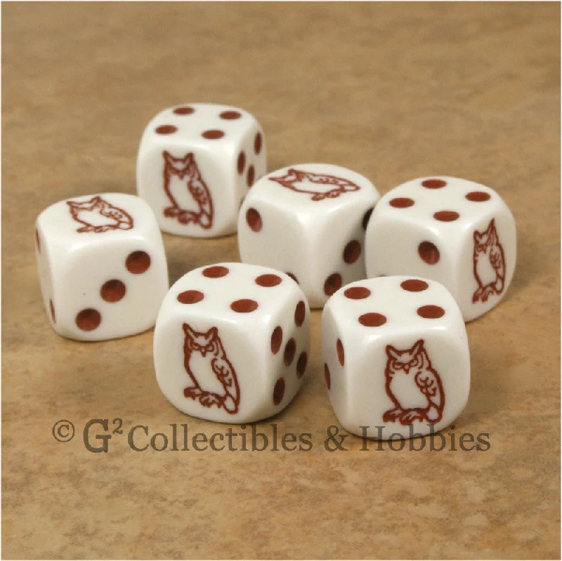 Dog - shaped plush toys for pet lovers​ Owl 6pc Dice Set - Brown Owl