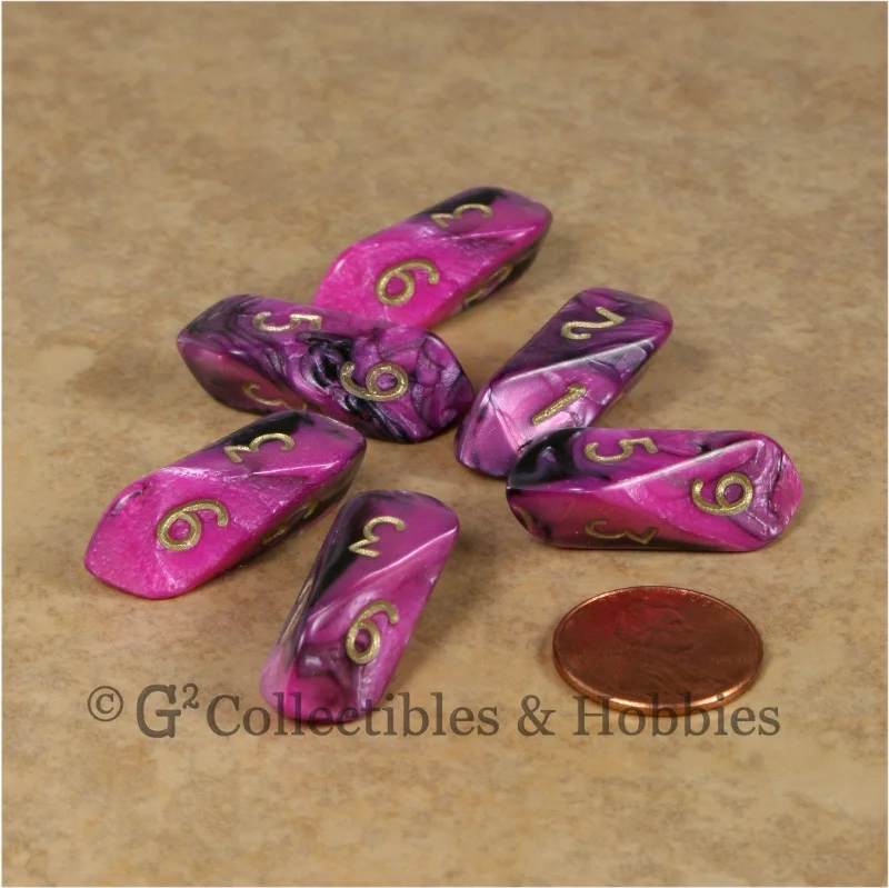 Plush toys for coffee lovers shaped like coffee mugs​ D6 Crystal Toxic Dice 6pc Set - Pink Black with Gold Numbers