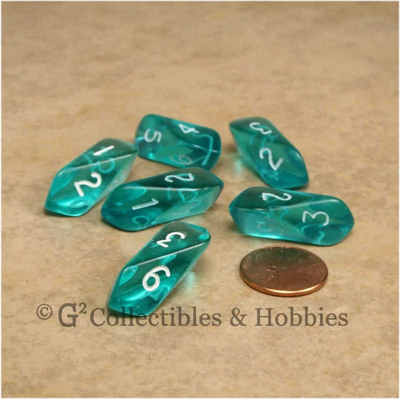 Plush toys for wedding favors with romantic designs​ D6 Crystal Transparent Dice 6pc Set - Aqua Blue
