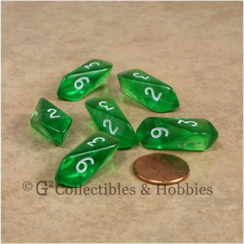Plush toys for beachgoers with beach ball or sandcastle designs​ D6 Crystal Transparent Dice 6pc Set - Green