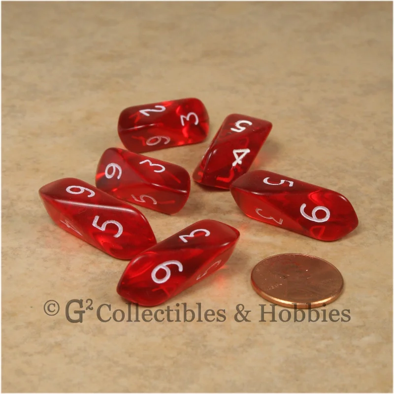 Plush toys for dog owners with realistic features​ D6 Crystal Transparent Dice 6pc Set - Red