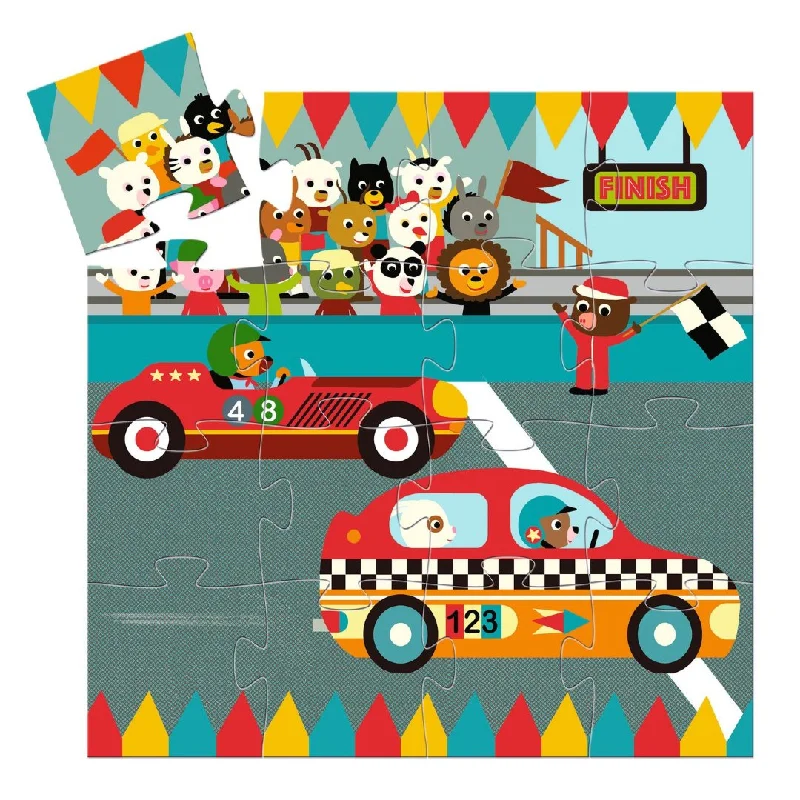 Puzzle sets with interchangeable parts​ Djeco: Silhoutte Puzzle - The Racing Car