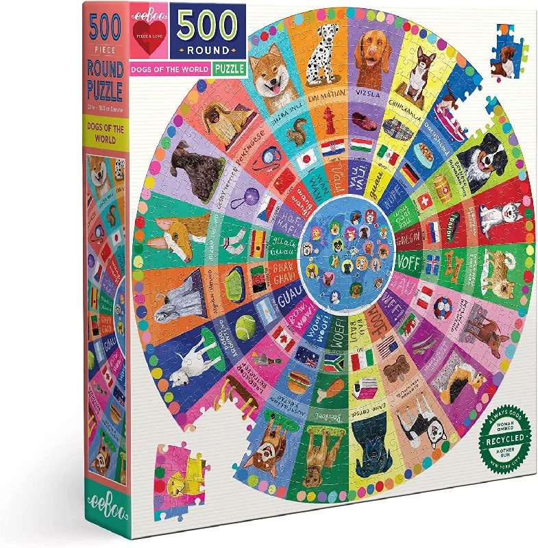 Puzzle - inspired stained - glass art with puzzle - like designs​ DOGS OF THE WORLD 500PC
