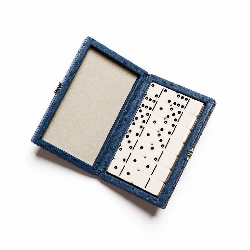 Puzzle - themed photo frames for displaying memories​ Blue Ostrich-Embossed Domino Set