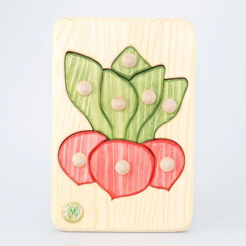 Puzzle cards for travel - friendly entertainment​ Drei Blatter Wooden Peg Puzzle - Raddish