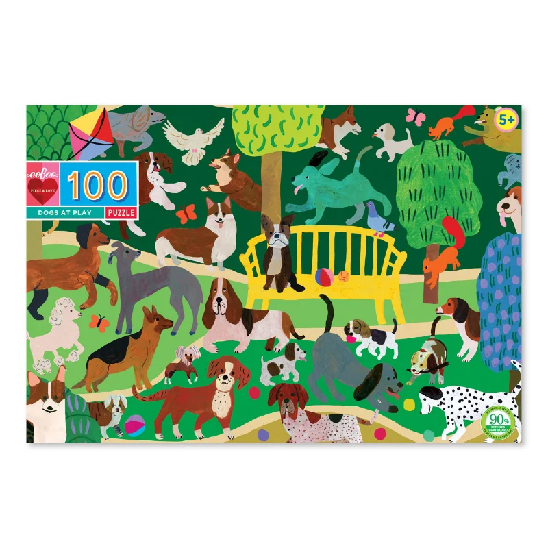 Puzzle books with multiple puzzle types​ Eeboo 100PC Puzzle - Dogs At Play