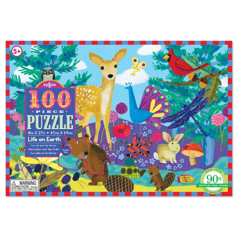 Food - shaped puzzles like pizza and ice cream​ Eeboo 100PC Puzzle - Life On Earth