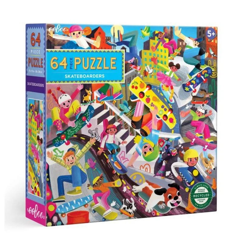 Puzzle - based scavenger hunts for outdoor fun​ Eeboo 64PC Puzzle - Skateboarders