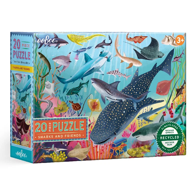 Puzzle - themed sculptures for art galleries​ eeBoo Sharks and Friends 20pc Puzzle