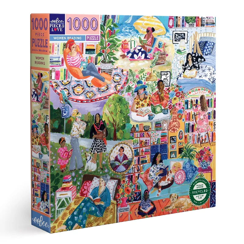 Puzzle - shaped shower curtains for bathroom decor​ eeBoo Women Reading 1000pc Square Puzzle