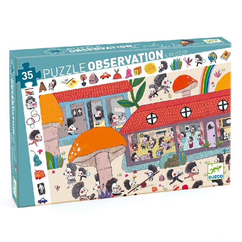 Puzzle - themed stickers for personalizing items​ HEDGEHOG OBSERVATION 35PC