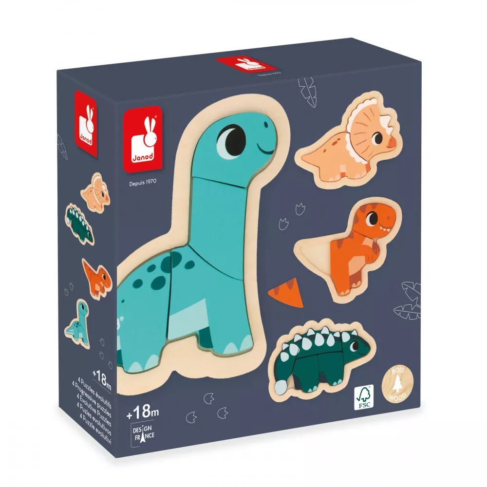 Puzzles for long - distance relationship bonding​ Janod: Dino - 4 Progressive Puzzles