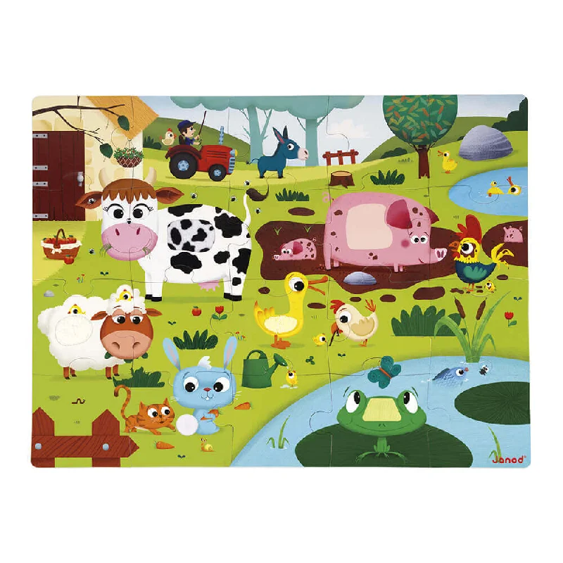 Toddler - friendly puzzles with large pieces​ Janod Farm Animals Tactile (Touch & Feel) Puzzle