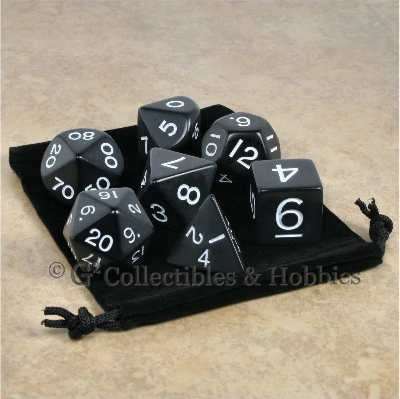 Plush toys for wedding favors with romantic designs​ Jumbo RPG 7pc Dice & Bag Set - Black with White Numbers