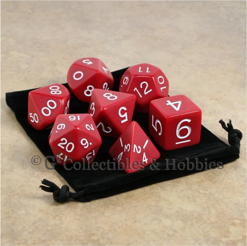 Allergy - free plush toys for sensitive kids​ Jumbo RPG 7pc Dice & Bag Set - Red with White Numbers