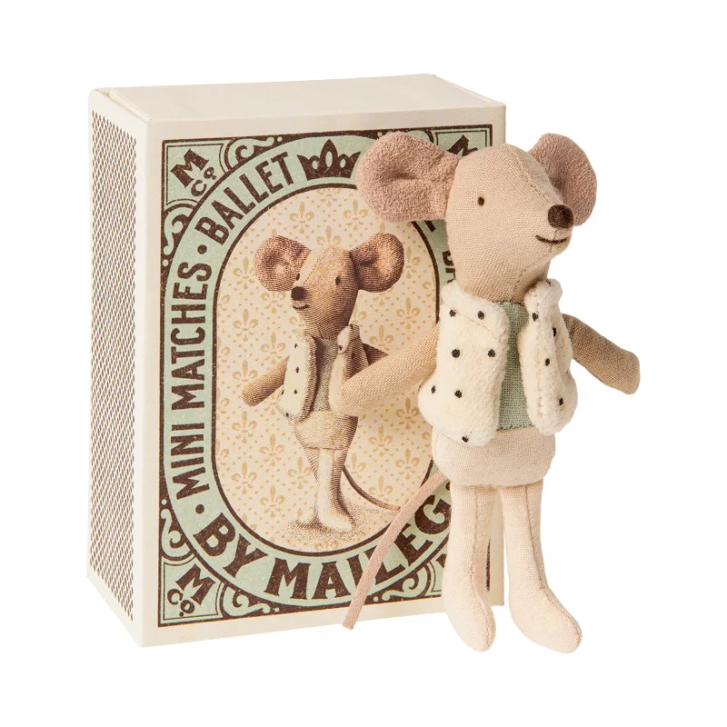 Plush toys for music lovers with musical instrument accents​ Maileg Dancer in Matchbox Little Brother Mouse