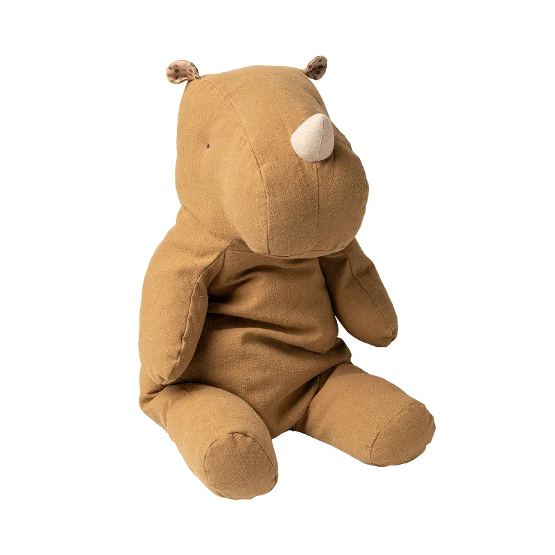 Plush toys for beachgoers with beach ball or sandcastle designs​ Maileg Safari Friends Large Rhino Umber