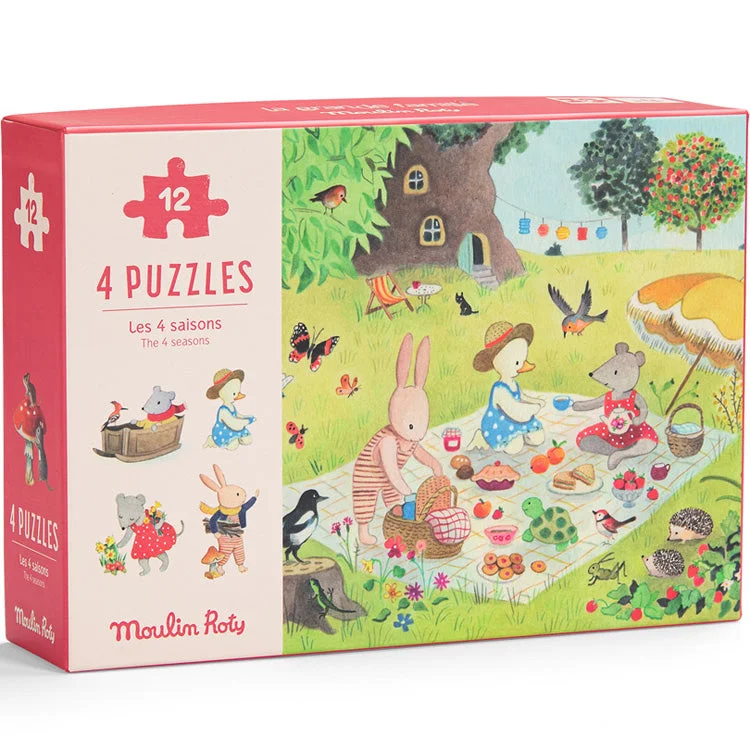 Puzzle - based memory games for cognitive improvement​ Moulin Roty 'Seasons' 4 Puzzles in One